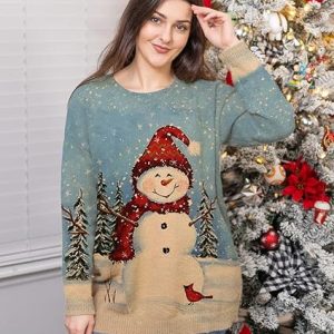 printed oversized christmas sweater​ for women