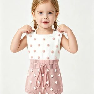 Sleeveless Knit Romper​ For Baby Girl