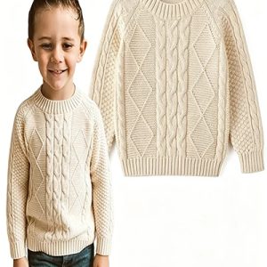 solid long sleeve baby cable knit sweater