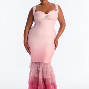 Loss For Words Bandage GownSelf 90% Polyester 10% Spandex, Contrast1 100% Nylon Contrast 2 95% Polyester 5% Spandex, Lining 95% Polyester 5% Spandex