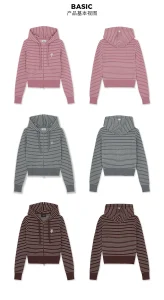 Slim‑fit Striped Hooded Knit CardiganHooded Slim‑fit Striped Hooded Knit Sweatshirt
