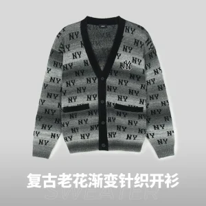 Trendy Versatile All‑over Monogram Korean‑style Knit Cardigan