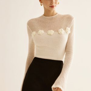 3D Flower Panel Soft Knit Top