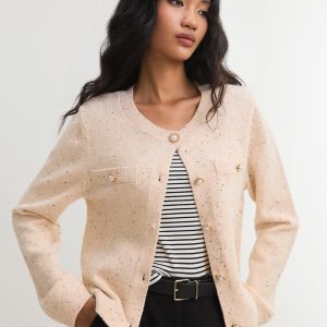 Pearl Button Knit Cardigan - Pink