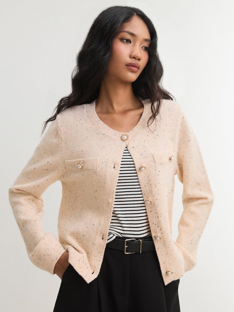 Pearl Button Knit Cardigan - Pink
