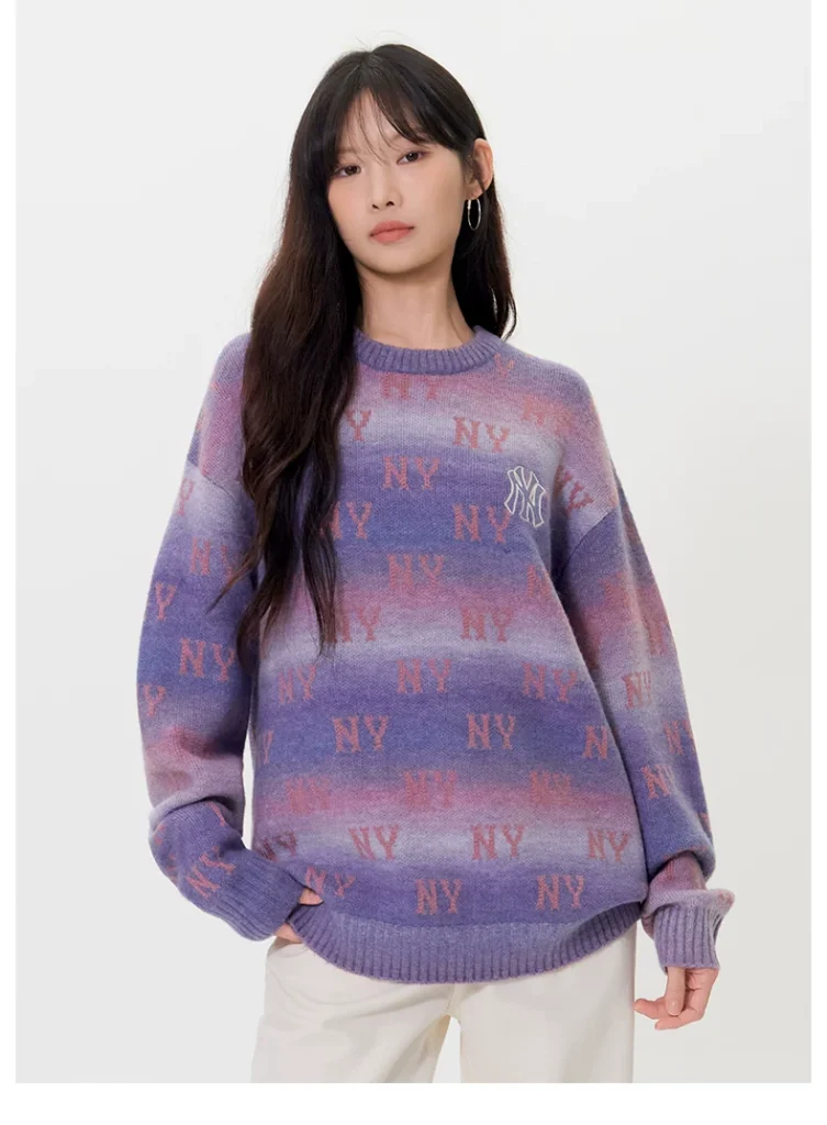 Vintage Gradient Monogram Crew‑neck Knit Sweater Vintage Gradient Monogram Crew‑neck Knit Pullover Sweater